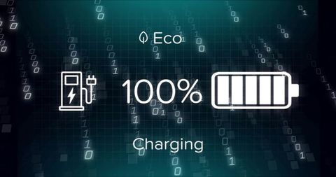Eco ev charging dashboard showing 100% battery full charge indicator