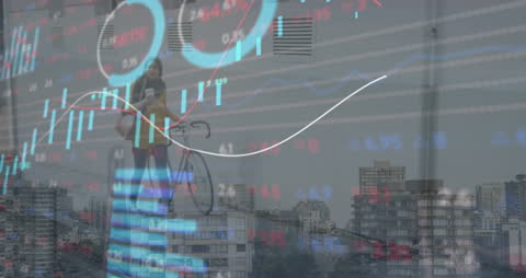 Digital Financial Data Overlaying Urban Lifestyle Concept