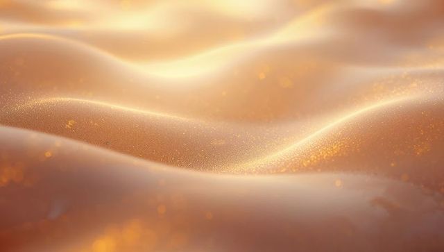 Shimmering golden waves with glitter texture and soft bokeh macro background