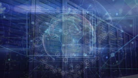 Global Connections With Digital Networks Over Server Room