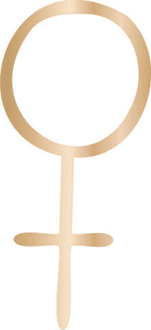 Elegant Metallic Gold Female Symbol on Transparent Background