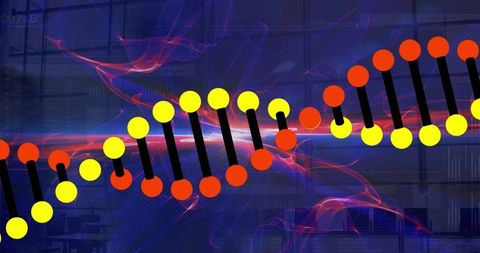 Digital DNA Strand with Abstract Light Trails