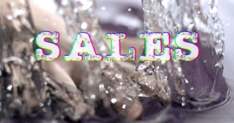 Digital sales concept with hand and splashing water