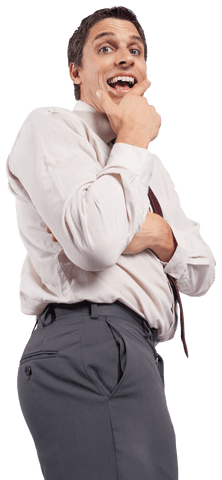 Transparent Thoughtful Man in Formal Attire Contemplating