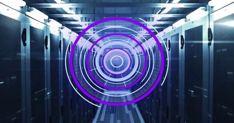 Futuristic Digital Infographic over Server Room - Download Free Stock Images Pikwizard.com