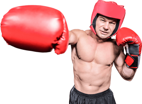 Fierce Boxer with Red Headgear Punching Transparent Pose - Download Free Stock Videos Pikwizard.com