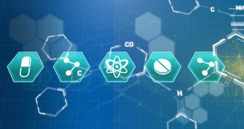 Digital Health Technologies Interface and Chemical Symbols - Download Free Stock Images Pikwizard.com