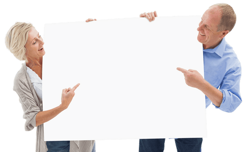 Mature Couple Smiling Holding Transparent Blank Cardboard Sign - Download Free Stock Videos Pikwizard.com