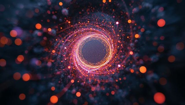 Futuristic Glowing Vortex with Neon Filaments and Particles