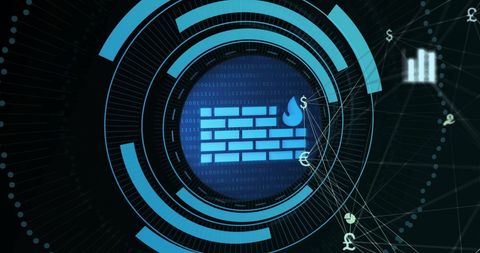 Digital Firewall Interface with Network Connections - Download Free Stock Images Pikwizard.com
