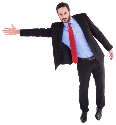 Serious Businessman Gesturing in Transparent Background