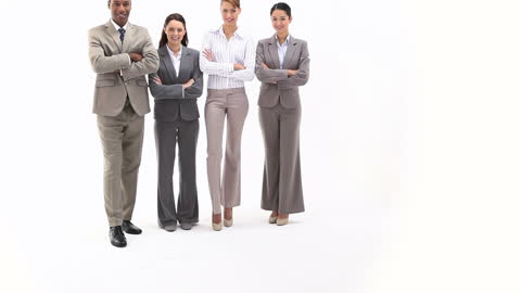 Confident Multicultural Business Team Posing with Arms Crossed