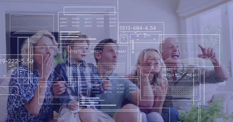 Family Engaging with Augmented Reality Technology Data in Modern Living Room