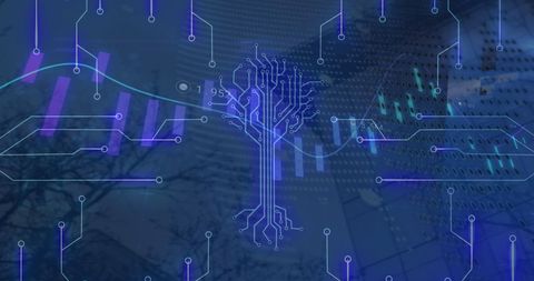 Digital Data Processing Interface with Futuristic NYC Cityscape - Download Free Stock Images Pikwizard.com