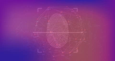 Digital Fingerprint Scan on Futuristic Purple Background