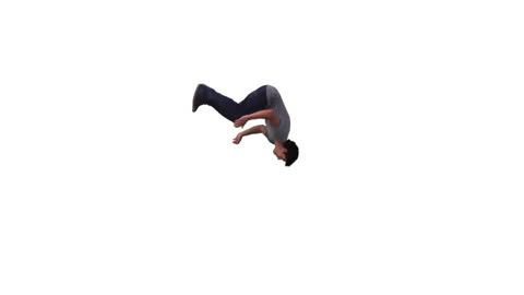 Man Executing Dynamic Backflip Against White Background