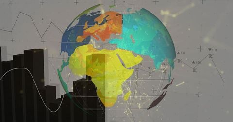 Abstract data analytics with 3d rotating globe visualization