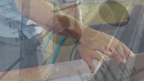 Businessman Analyzing Financial Data on Laptop Screen interactively