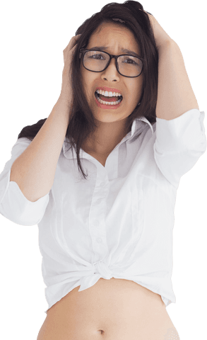 Upset Woman Wearing Glasses Screaming Isolated on Transparent Background