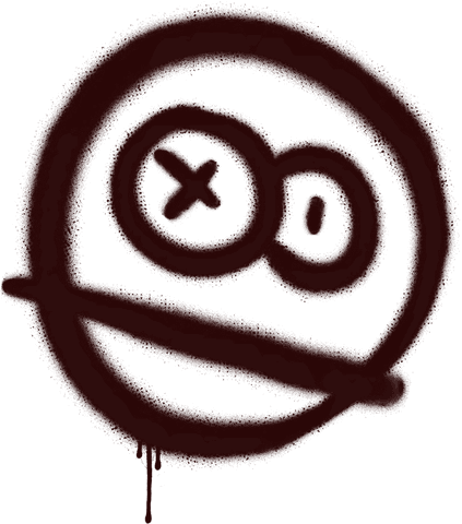 graffiti smiley face with crossed-out eye on transparent canvas - Download Free Stock Videos Pikwizard.com