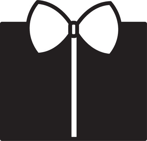 Transparent gift box icon with bow on top