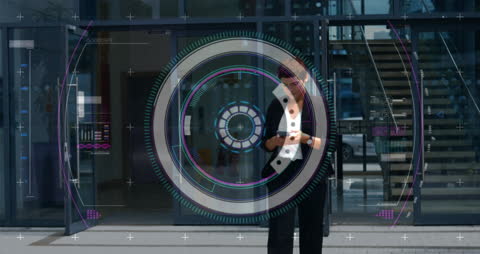 Caucasian Woman Interacting with Digital Interface