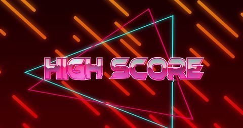 High Score Neon Text on Futuristic Abstract Background - Download Free Stock Images Pikwizard.com