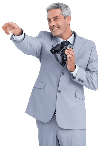 businessman in suit pointing vision with binoculars transparent - Download Free Stock Videos Pikwizard.com