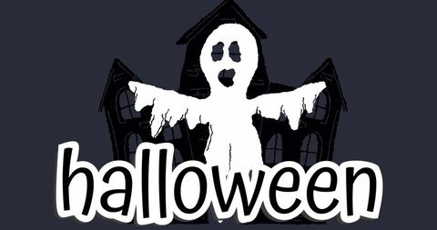 Ghostly Halloween Poster with Haunted House Background - Download Free Stock Images Pikwizard.com