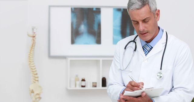 Senior Male Doctor Taking Notes in Modern Medical Office - Download Free Stock Images Pikwizard.com