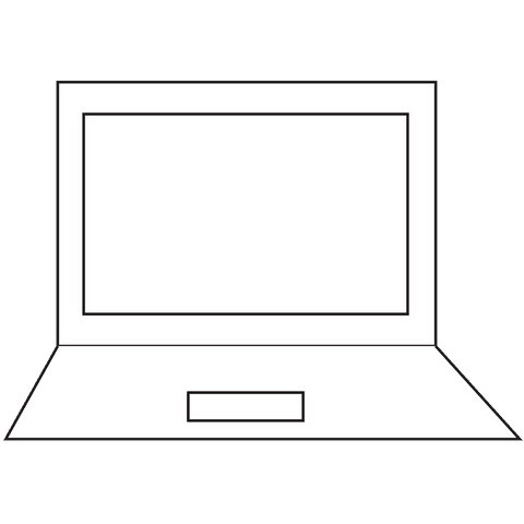 Digital laptop on transparent background in minimalist style