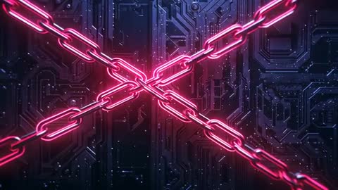 Futuristic Neon Chains Over Digital Circuit Board Surface