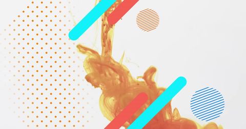 Colorful Fluid Streaks with Geometric Patterns on White