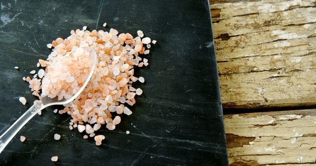 Healthy Pink Himalayan Salt Spread on Rustic Table - Download Free Stock Images Pikwizard.com