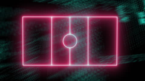 Futuristic Neon Sports Field with Digital Data Elements