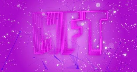 Nft concept illustration on vibrant pink digital background