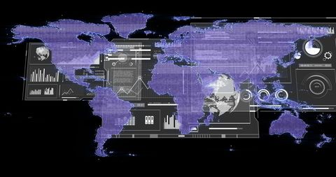 digital interface and world map with data analytics visualization - Download Free Stock Images Pikwizard.com