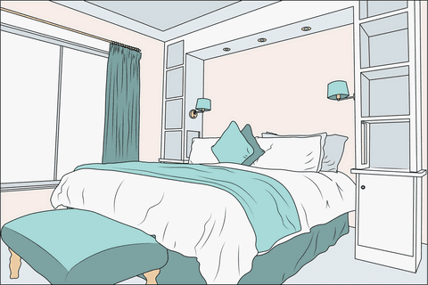 Transparent Vector Illustration of Modern Elegant Bedroom