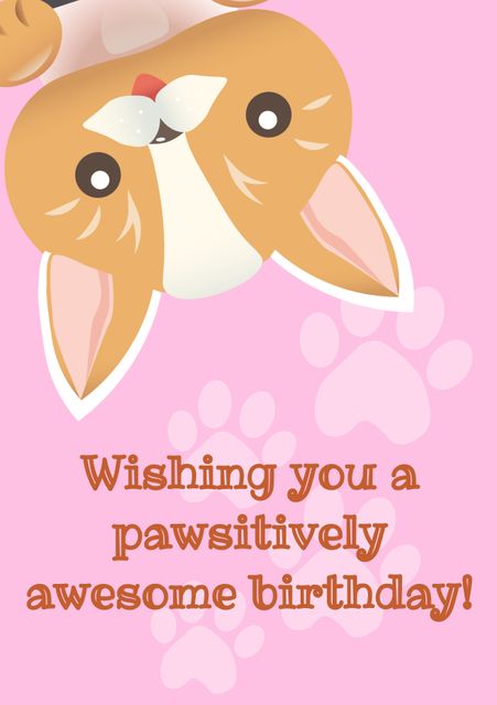 Cute bunny-themed birthday card featuring a cheerful bunny with paw prints on pink background. Perfect for children's birthdays, pet events, and playful celebrations. Great for creating personalized birthday invitations and greeting cards for animal lovers.