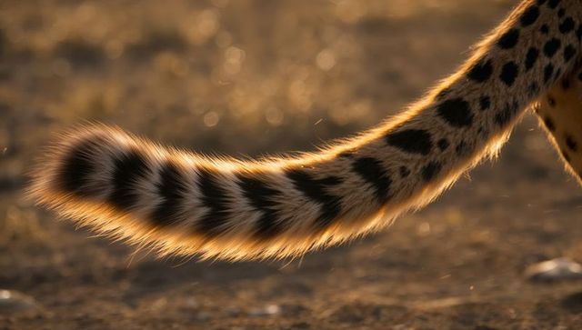 Cheetah Tail in Golden Sunset on Savannah