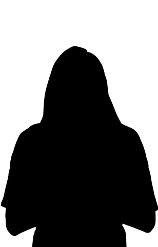 Silhouette of woman with long hair transparent background