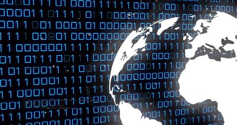Global Digital Data Network Concept with Binary Code Overlay - Download Free Stock Images Pikwizard.com