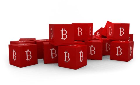 Red Transparent Bitcoin Symbol Cubes Piled up as Digital Cryptocurrency Concept - Download Free Stock Videos Pikwizard.com