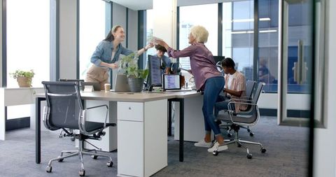 Diverse Colleagues Celebrating in Modern Office - Download Free Stock Images Pikwizard.com