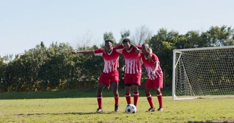 Team bonding emotion soccer players sporting uniforms