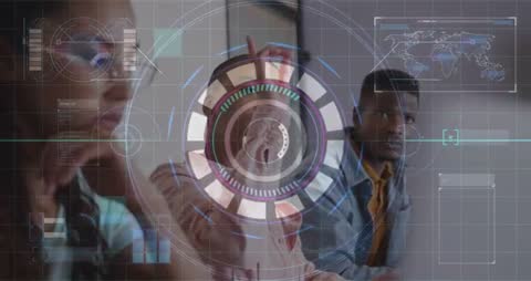 Innovative Team Collaborating with Holographic Technology in Modern Office