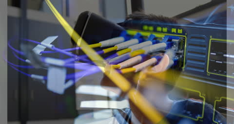 Boy Exploring Virtual Reality in Server Room Animation
