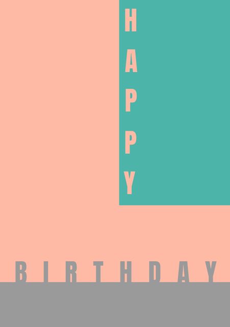 This minimalist greeting card features 'Happy Birthday' text set against soft pink and blue backgrounds, with ample copy space. Ideal for creating customized birthday cards, party invitations, or social media posts celebrating birthdays. The modern design and simple typography make it suitable for various age groups and genders.