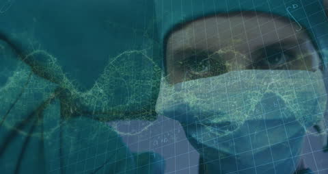 Futuristic Medical Technology with Surgeon and Formula Overlay