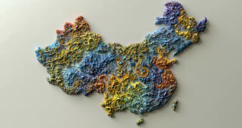AI 3D China Map Animation Showcasing Colorful Gradients